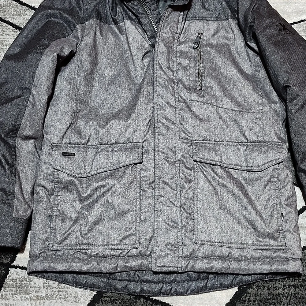 XBLK BY ZEROXPOSUR GRAY & BLACK INSULATED FAUX-FUR HOODIE JACKET COAT - Picture 5 of 16